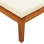 vidaXL Chaise longue avec coussins blanc crème Bois d'acacia solide