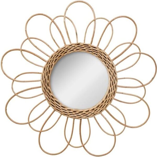 Miroir fleur en rotin - Ø 38 cm - Beige
