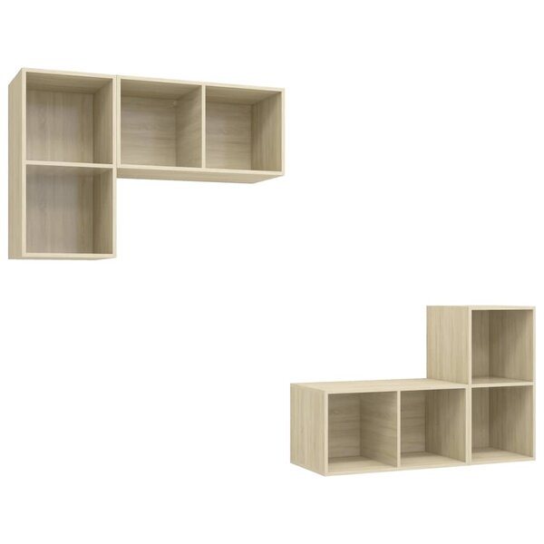 vidaXL Meubles TV muraux 4 Pièces Chêne sonoma Bois d'ingénierie