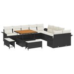 vidaXL Ensemble de canapé de jardin avec coussin 13 Pièces Noir  Crème