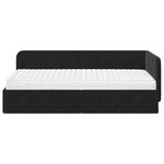 vidaXL Cadre de lit d'angle avec matelas Noir 90 x 190 cm Velours