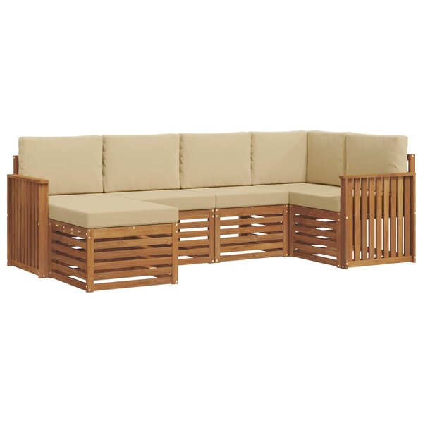 vidaXL Ensemble de canapé d'angle avec coussin 6 Pièces Naturel et Beige