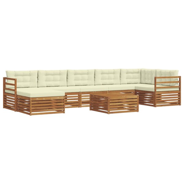 vidaXL Ensemble de canapés d'extérieur 8 pc Naturel et Crème