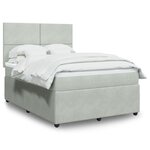vidaXL Sommier à lattes de lit et matelas Gris clair 140x190cm Velours