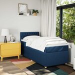 vidaXL Sommier à lattes de lit avec matelas Bleu 90x200 cm Tissu