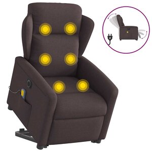 vidaXL Fauteuil inclinable de massage électrique Marron foncé Tissu