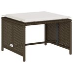 vidaXL Salon de jardin 5 Pièces avec coussins empilable marron polyrotin