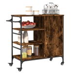 vidaXL Chariot de cuisine chêne fumé 87 5x38 5x84 5 cm bois ingénierie