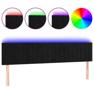 vidaXL Tête de lit à LED Noir 160x5x78/88 cm Velours