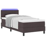 vidaXL Lit à ressorts avec matelas Marron foncé 90 x 190 cm tissu