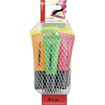 Filet x 8 surligneurs stabilo neon - 4 jaune + 2 vert + 1 orange + 1 rose x 10 stabilo