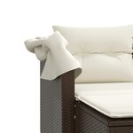 vidaXL Canapé de jardin 2 places avec auvent et tabourets marron rotin