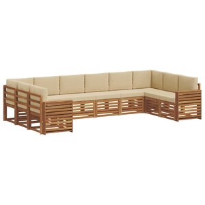 vidaXL Ensemble de canapé d'angle avec coussin 10 Pièces Naturel et Beige