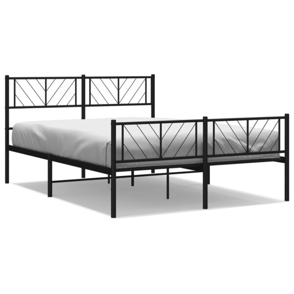 vidaXL Cadre de lit métal avec tête de lit/pied de lit noir 150x200 cm