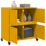 vidaXL Buffet jaune moutarde 68x39x72 cm acier