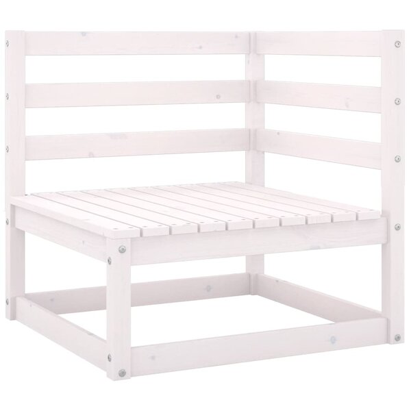 Canapé d'angle de jardin blanc bois de pin massif 02_0013207