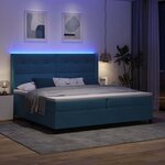 vidaXL Lit à Ressorts avec Matelas LED Bleu 200 x 200 cm Velours