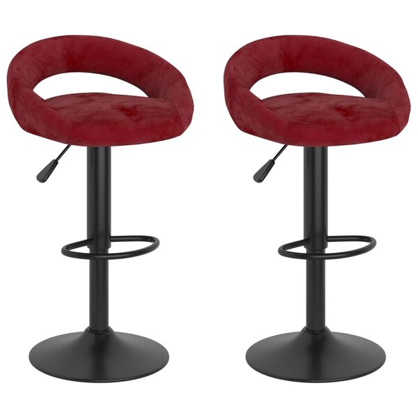 vidaXL Tabourets de bar lot de 2 rouge bordeaux velours