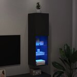 vidaXL Meuble TV avec lumières LED noir 30 5x30x102 cm