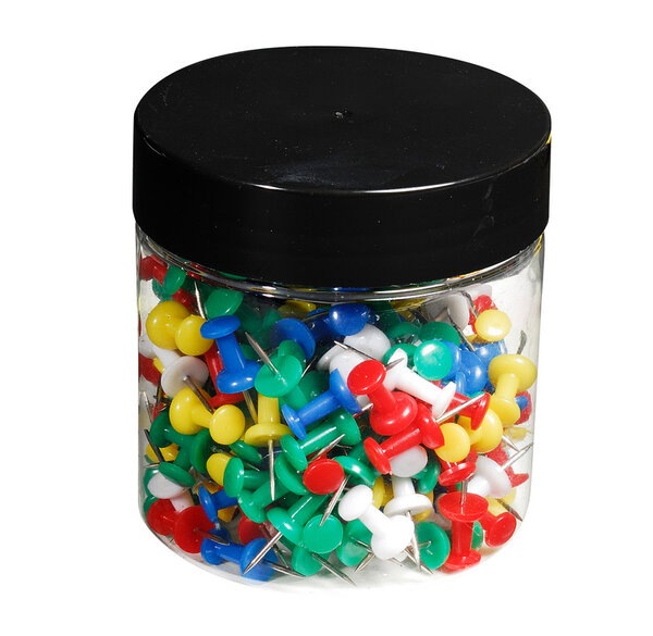 Boîte de 200 épingles Push Pins H 7mm Diam 10mm Couleurs translucides assorties EXACOMPTA