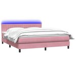 vidaXL Sommier à lattes de lit avec matelas et LED rose 180x210 cm velours