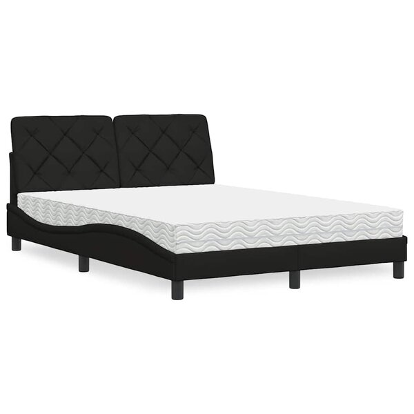 vidaXL Lit avec matelas noir 140x200 cm tissu