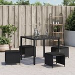 vidaXL Tabourets de jardin avec coussins 4 Pièces noir 40x40x35 cm rotin