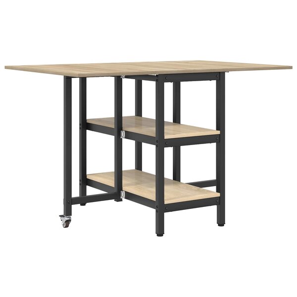 vidaXL Table à dîner 122 x 80 x 76 5 cm Bois d'ingénierie Chêne Sonoma