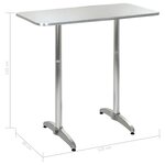 Vidaxl table de jardin argenté 120x60x(70-110) cm  aluminium