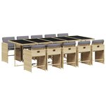 vidaXL Ensemble à manger de jardin et coussins 11 Pièces mélange beige