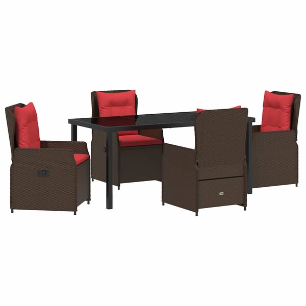 vidaXL Ensemble de salle à manger pour jardin 5 Pièces Marron Poly rotin