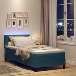 vidaXL Lit à ressort LED avec matelas Bleu foncé 100 x 200 cm Velours