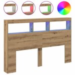 vidaXL Armoire tête de lit avec LED chêne artisanal 160x17x102 cm