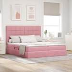 vidaXL Lit de rangement LED avec matelas Rose 200 x 200 cm Velours