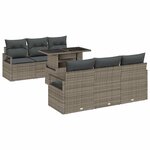 vidaXL Ensemble de canapé de jardin avec stockage 7 Pièces Gris polyrotin
