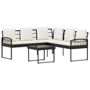 vidaXL Ensemble de canapé de jardin avec coussin 2 Pièces Noir