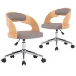 vidaXL Chaises pivotantes à manger lot de 2 taupe bois courbé et tissu