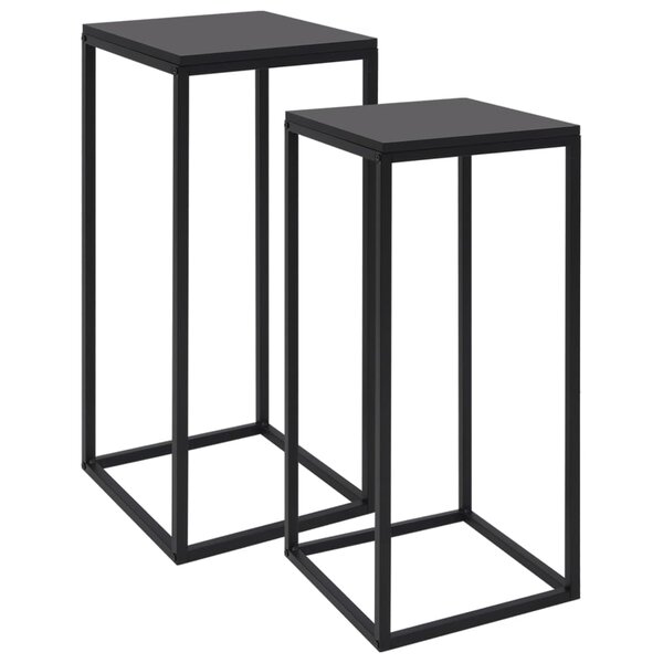 vidaXL Tables d'appoint 2 Pièces Noir Acier
