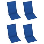 vidaXL Chaises de jardin lot de 4 avec coussins bleu royal Bois teck