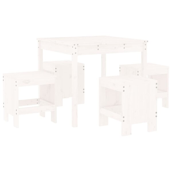 vidaXL Ensemble à manger de jardin 5Pièces blanc bois massif de pin