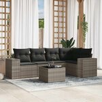 vidaXL Salon de jardin 6 Pièces avec coussins gris résine tressée