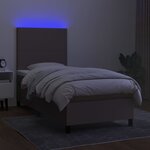 vidaXL Sommier à lattes de lit et matelas et LED Taupe 90x190 cm Tissu