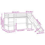 vidaXL Lit mezzanine enfants et rideaux rose 90x190cm bois pin massif