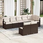 vidaXL Ensemble de canapé de jardin 8 Pièces Marron Poly rotin