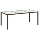vidaXL Table de jardin Marron 190x90x75 cm Verre trempé/résine tressée