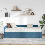 vidaXL Cadre de lit d'angle avec matelas Autre 2 Pièces Bleu Velours