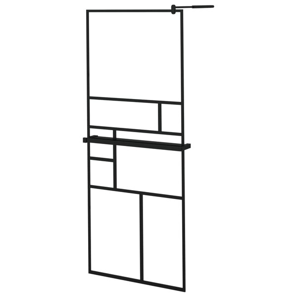 vidaXL Paroi de douche avec étagère Noir 80x195 cm Verre ESG&Aluminium