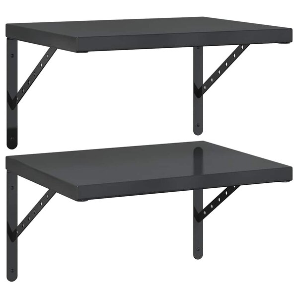 vidaXL Étagères murales 2 Pièces 50x40 cm noir acier inoxydable