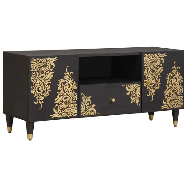 vidaXL Meuble TV Noir 105 x 33 x 46 cm Bois de mangue massif