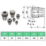 vidaXL Douilles de serrage ER20 13 Pièces Ensemble d'outils de tournage